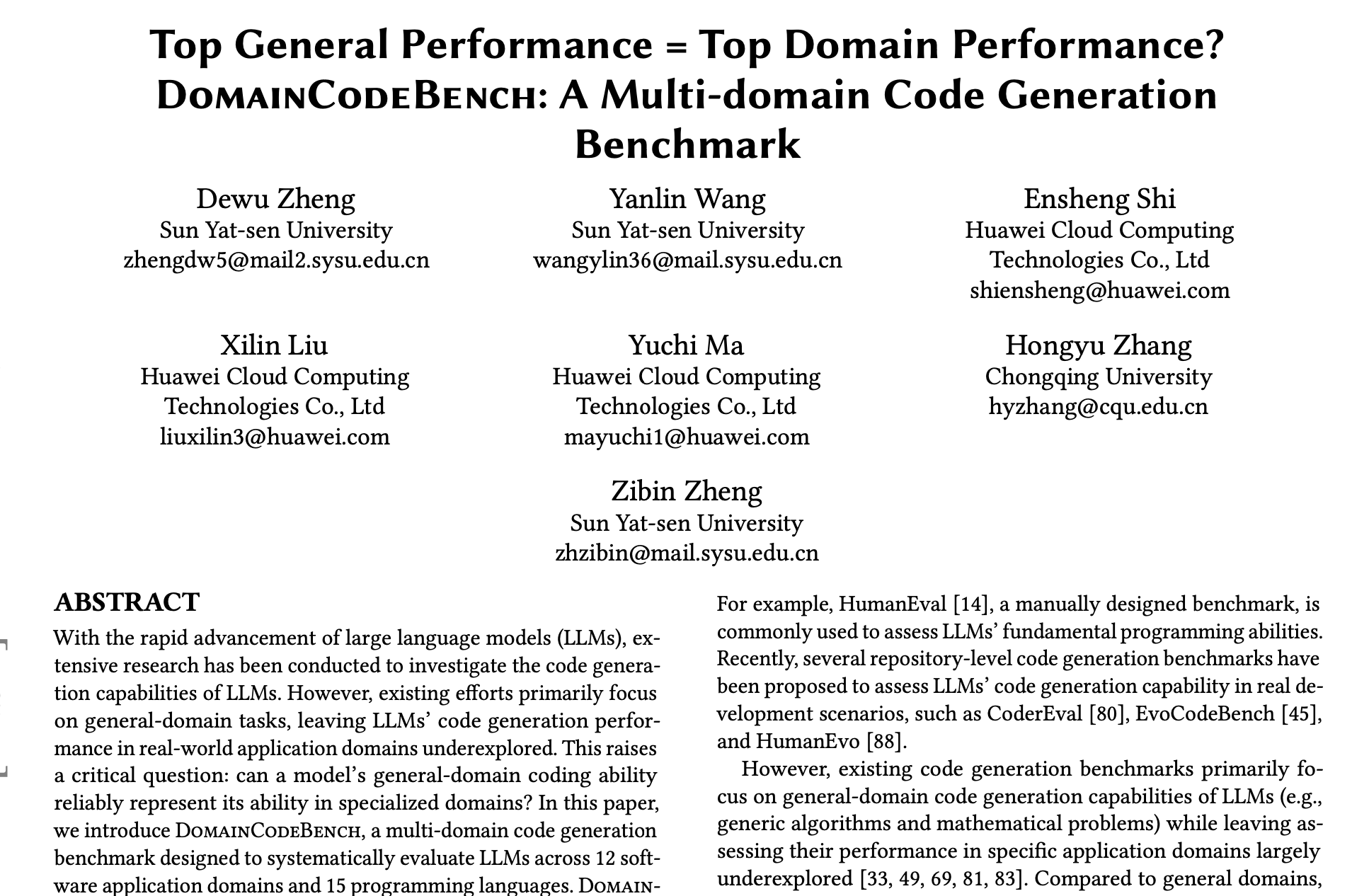 A screenshot of the MultiCodeBench paper
